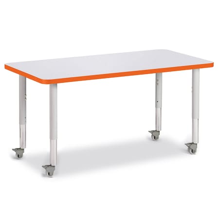 Jonti-Craft Berries Rectangle Activity Table, 24 in. x 48 in., Mobile, Freckled Gray/Orange/Gray 6403JCM114